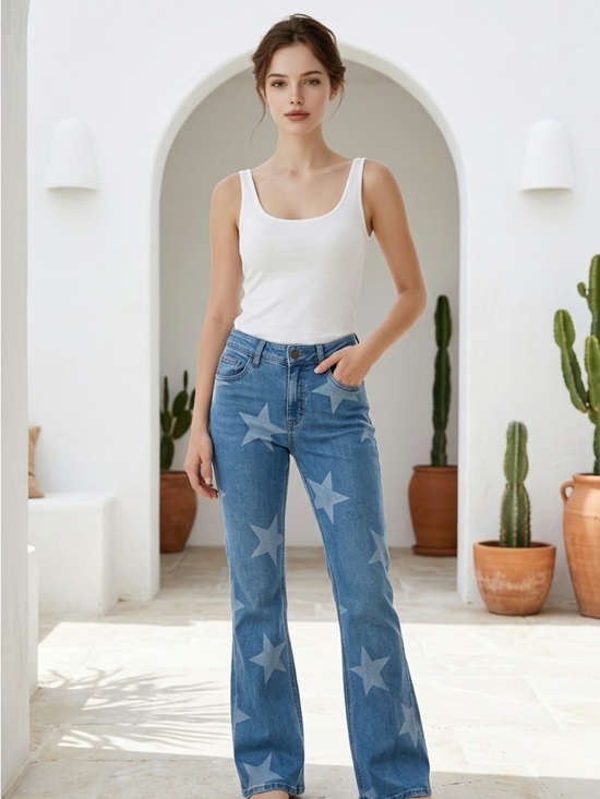 Wrangler Denim - Wrangler Alice Jean Women’s 29x31 Style #112328735 AOP Stars Pocket Logo EUC